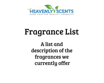 Candle & Fragrance Scent List - Information Only