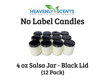 Black | No Label Wholesale Candles | 4 oz Clear Salsa Jar | Soy Wax | 12 pack | Bulk | Resell | Unbranded