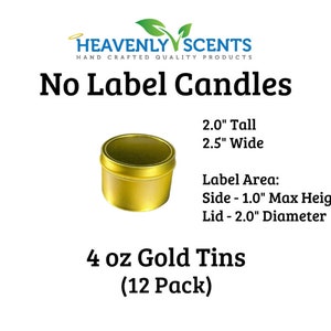 4 oz Gold Tin Candles No Labels Soy Wax 12 pack Wholesale Private Labels Wedding Favor Baby Shower image 2