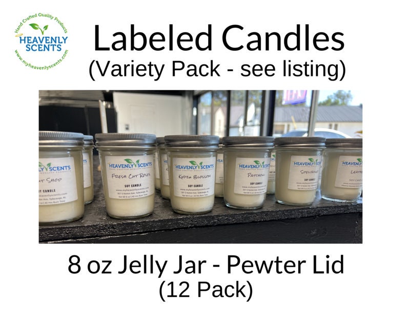 8 oz. Jelly Jars with Pewter Lid, Candle Supplies