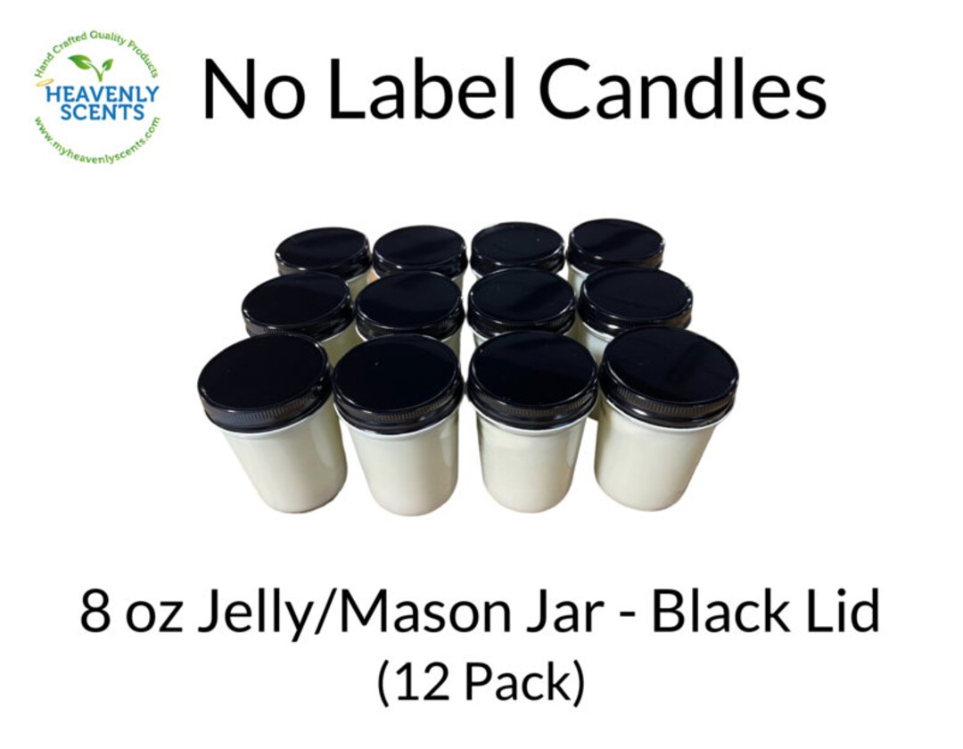Black No Label Wholesale Candles 8 Oz Jelly Jar Soy Wax 12 Pack Bulk