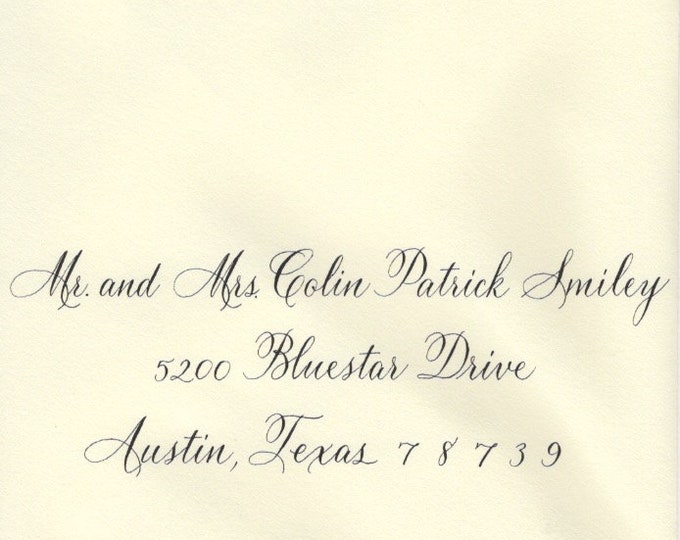 Wedding Envelope hand lettered with Copperplate Calligraphy