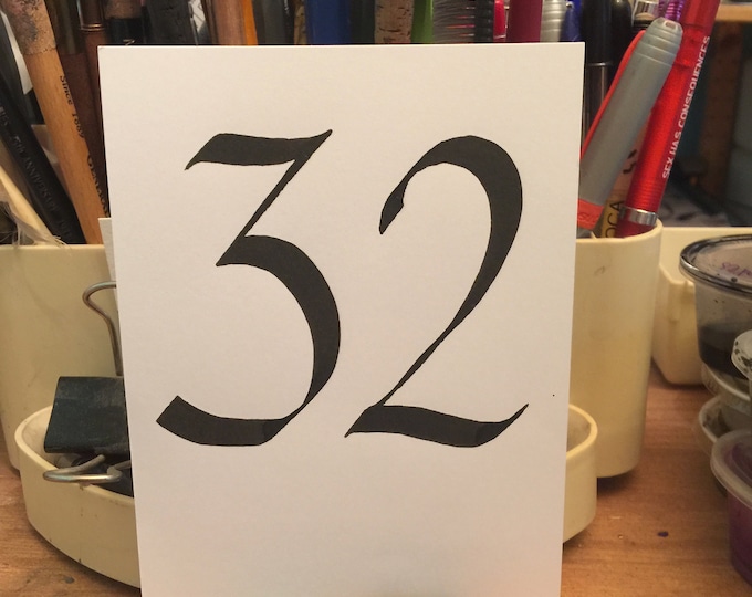 Hand done Calligraphy Table Numbers