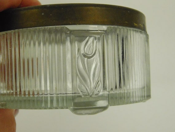 Vintage Art Deco Round Pressed Glass Powder Trink… - image 9