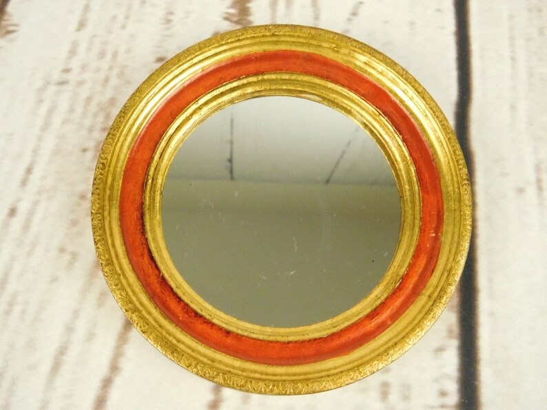 Small Round Floine Vanghi Florence Italy Mirror Gold Red 5 Floine Vanghi Florence Italy