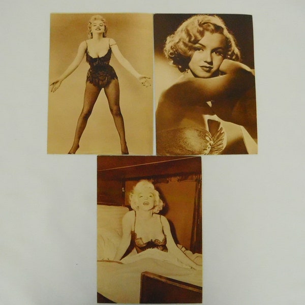 Lot of 3 Marilyn Monroe FotoCard Postcards Ludlow Sales New York City Sepia Toned 4x6 Inch Size Framing Crafting Hollywood Pinup Starlet