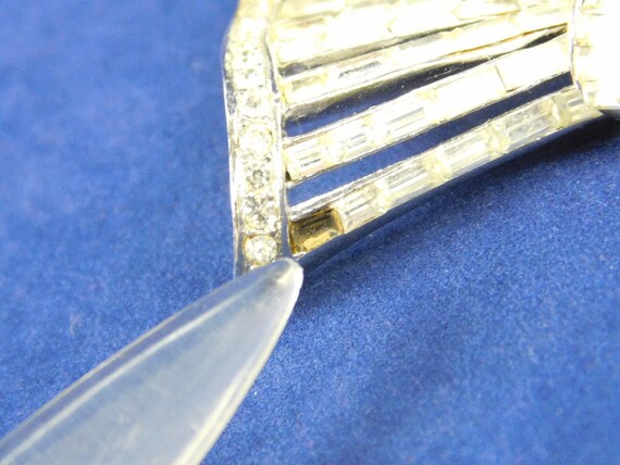 Vintage Coro Corocraft Bow Clear Baguette Rhinest… - image 7