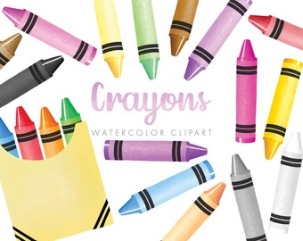 Buntstifte Aquarell Clipart | Bunte Regenbogen Buntstifte | Süße Kreide-Klassenzimmer-Kunst | Homeschool Farbkarte