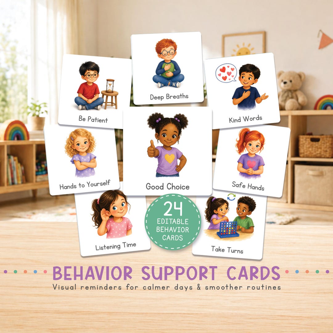 Visual Behavior & Routine Cards for Kids | Calm Down Cards | Editable ...