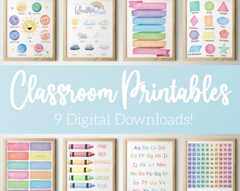 Klassenzimmer Bildung Digitaldrucke | Poster Hausschule | Druckbare Kunst im Klassenzimmer | Aquarell Bildung Printables