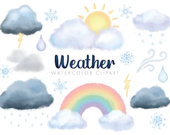 Aquarell Wetter Clipart | Klassenzimmer Wetter Element Chart | Wetter png