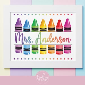 Custom Teacher Name Sign DIGITAL DOWNLOAD | Personalized Watercolor Classroom Sign | Made-to-Order Teacher Name Print | School Wall Art