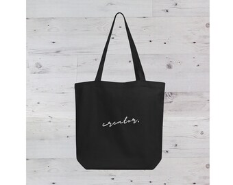 Printed Eco Tote Bag "Creator." in Cursive Script, Stylish Tote Bag, Artist Bag, Fabric BagEco Tote Bag- cursive "creator."