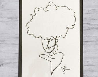 Framed “Hair” Contour Line Illustration Wall Art