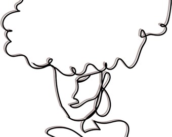 Printable Wall Art : “Hair” Contour Line Illustration