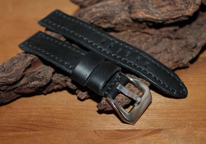 Black watch strap Leather watch strap 20 mm Wrist watch Etsy
