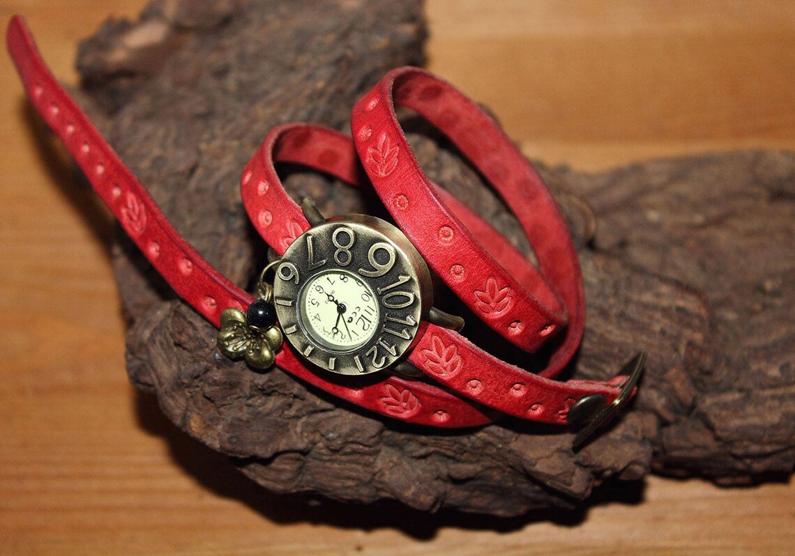 Wrist wrap watch Leather Watch Custom Watch Bracelet Etsy