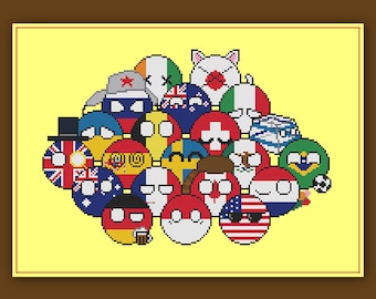 Customizable Polandball Cross Stitch Pattern Countryball Meme Reddit Nerdy