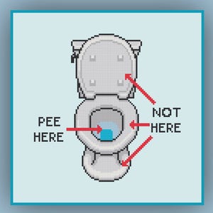 Toilette Kreuzstich Muster Badezimmer Pipi hier Anfahrt Lustig