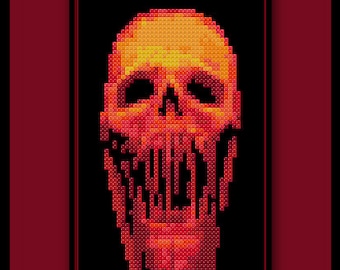 Bloody Skull Cross Stitch Pattern Halloween