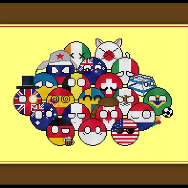 Customizable Polandball Cross Stitch Pattern Countryball Meme Reddit Nerdy