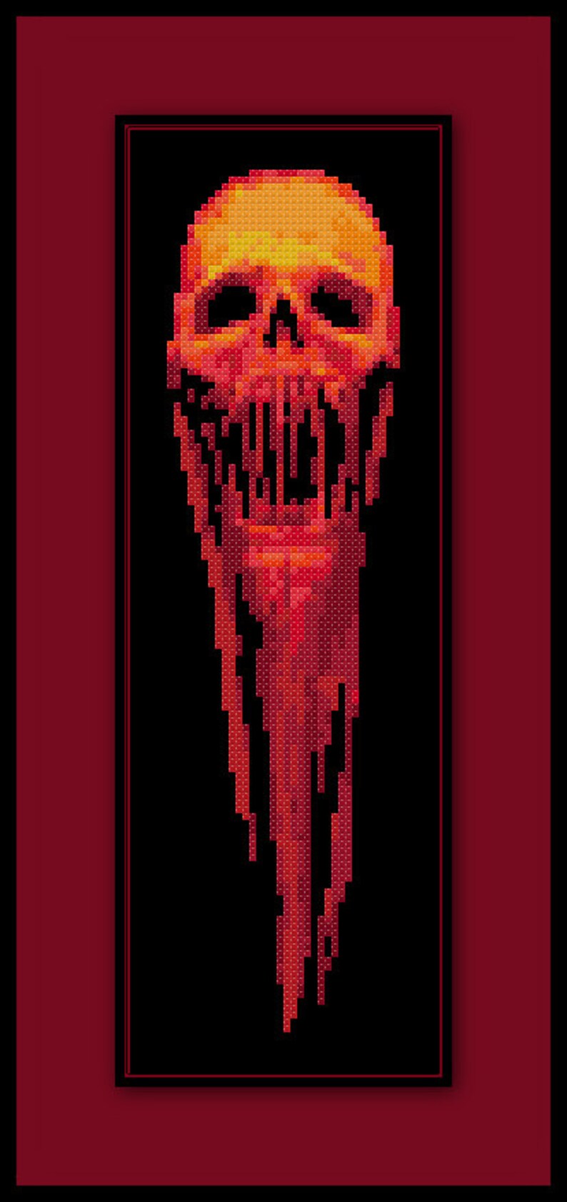 Bloody Skull Cross Stitch Pattern Halloween image 0