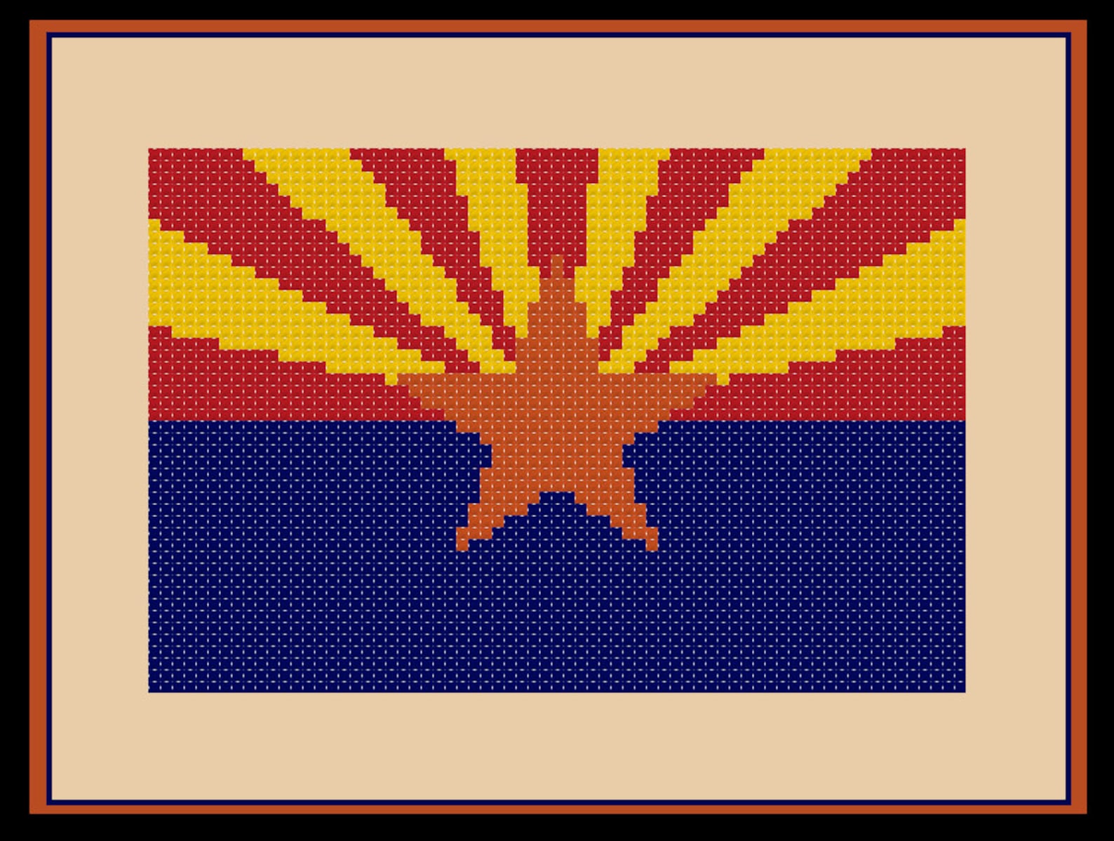 Arizona Flag Cross Stitch Pattern Simple USA United States - Etsy