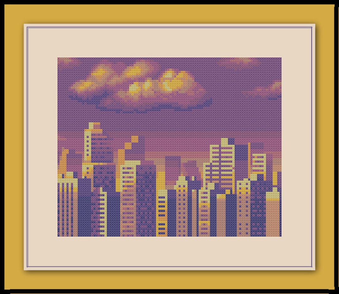 City Skyline Cross Stitch Pattern Sunrise Sunset Dusk - Etsy