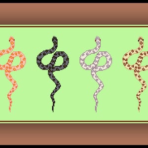 Six Hognose Snakes Cross Stitch Pattern Albino Lavender Sable Conda Snow Normal Color Morphs