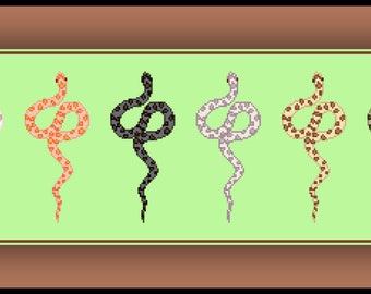 Six Hognose Snakes Cross Stitch Pattern Albino Lavender Sable Conda Snow Normal Color Morphs