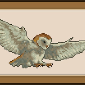 Schleiereule Kreuzstich Muster Realistischer Vogel