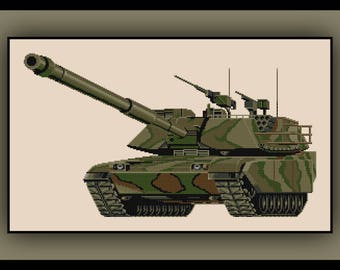 Military Tank Cross Stitch Pattern Army Marines Camo Camouflage