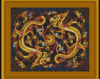 Chinese Dragon Cross Stitch Pattern Gold Tapestry