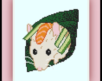 Sushi Mouse Cross Stitch Pattern Hand Roll Japanese Food