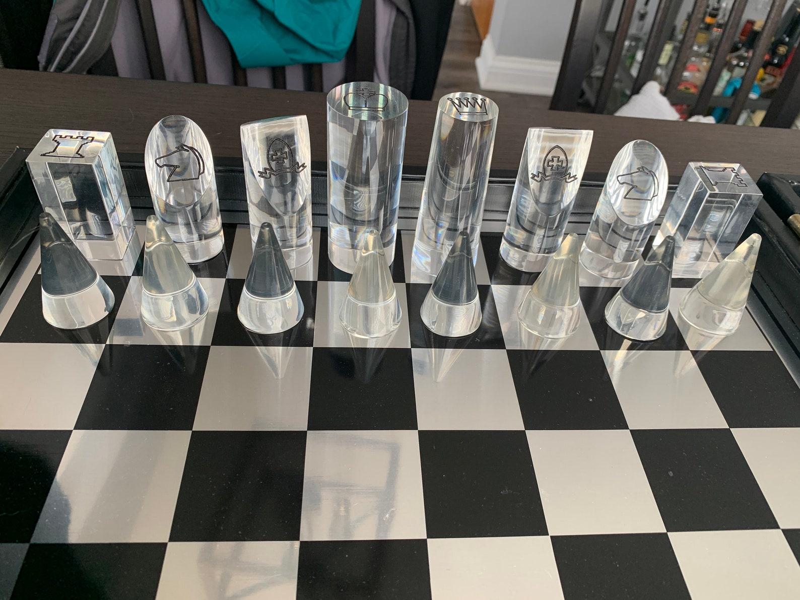 MidCentury Modern Acrylic Chess Set Etsy