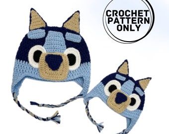 Crochet Blue Dog Hat Pattern, Crochet Pattern, Blue Dog, Hat Patterns