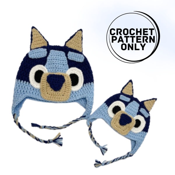 Crochet Blue Dog Hat Pattern, Crochet Pattern, Blue Dog, Hat Patterns