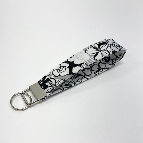 Black & White Dot Key Chain Lanyard, Key Ring Holder, Key Fob Wrist Strap,  Fabric Key Wristlet, Car Key Holder Gifts for Teens and Women 