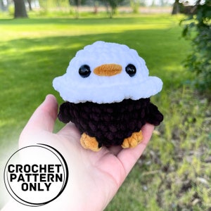 Crochet Bald Eagle Pattern, No Sew Crochet Pattern, Bald Eagle, Cute Chunky Bald Eagle Pattern