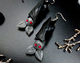 Cute Bat Earrings. Handmade Goth Bat Earrings. Exclusive Handmade Jewelry