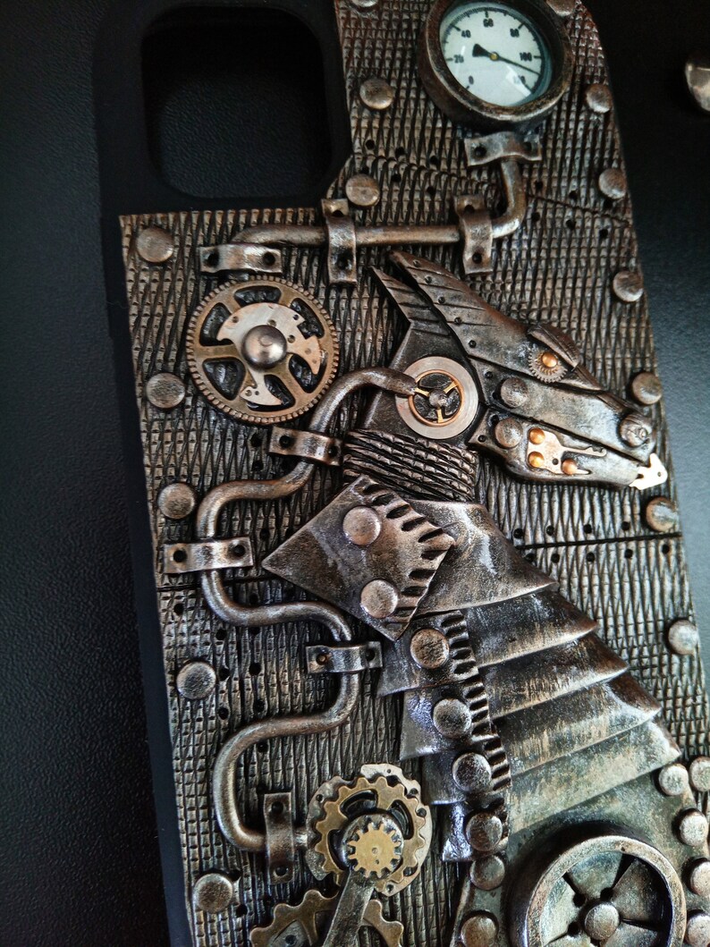 Steampunk Dragon Silicone Case for IPhone 11 Handmade steampunk phone decor for IPhone11