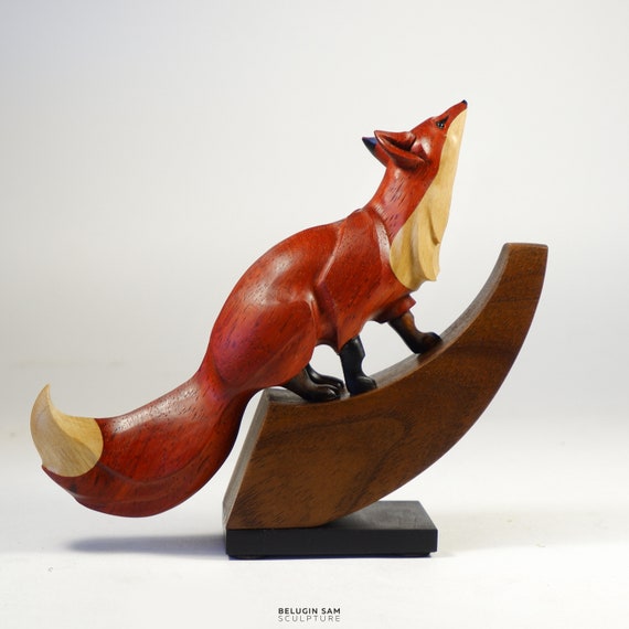 Wooden Fox lover gift Carved wood Fox 