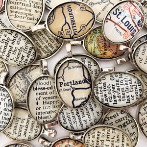 necklace bracelet PORTLAND map atlas location jewelry vintage authentic hometown vacation