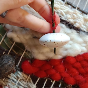 Ceramic Spindle Whorl | Pocket Spinning Tool | Wool Makers Set | Needle Felting & Weaving