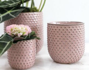 Soft Pink Ceramic Pots - Flowers or Plants - Home or Office Decor - 3 sizes - Weddings, Showers, Gardening, Floral Design