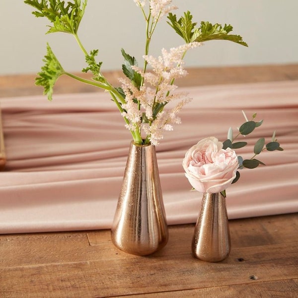 Champagne Gold Bud Vases - Goldtone Metal - 2 sizes - Home and Office Decor - Weddings, Parties, Tablescaping, Floral Design