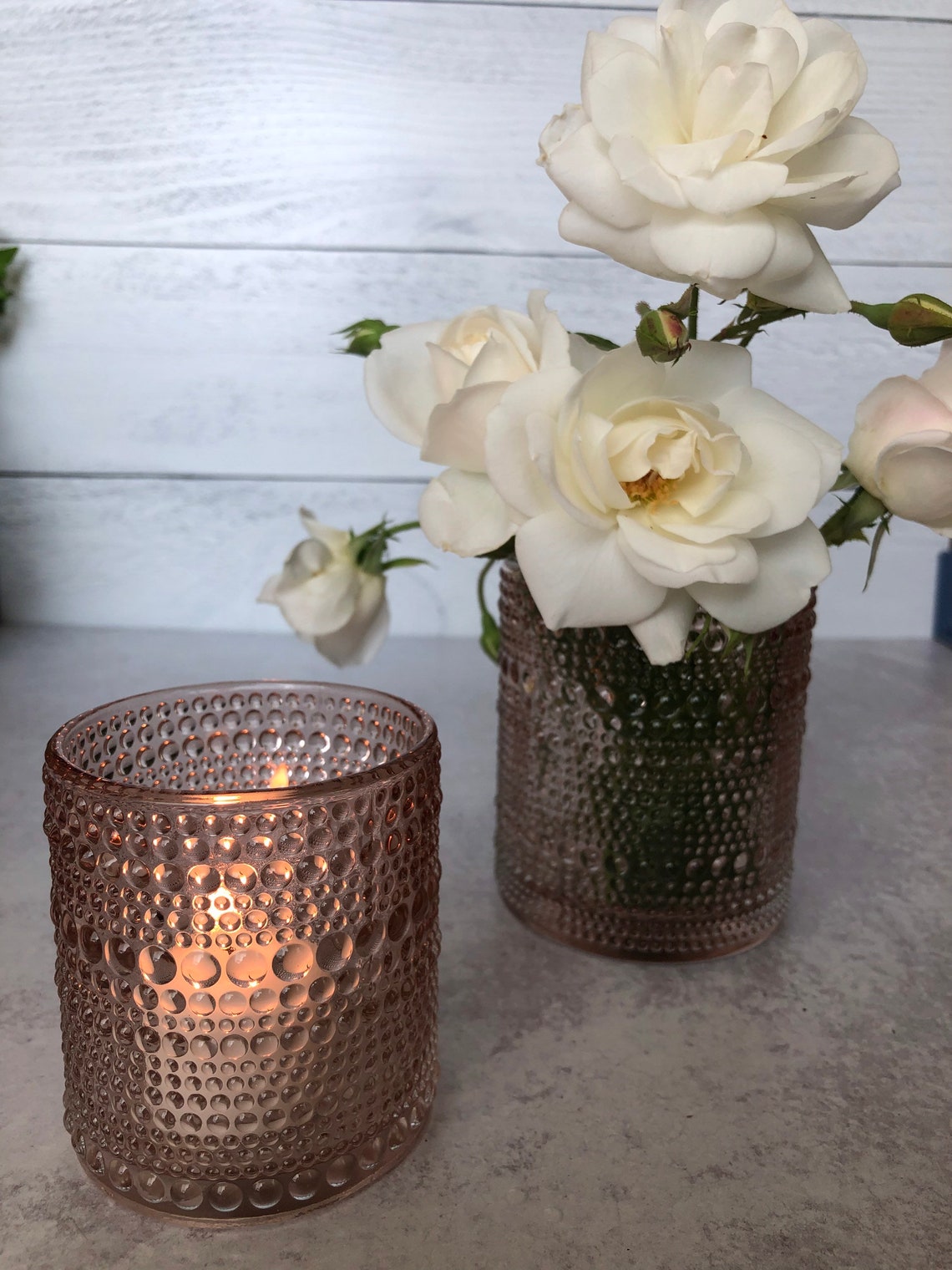 Pink Dots Votive Candle Holder Pink Glass 2 sizes Home Etsy