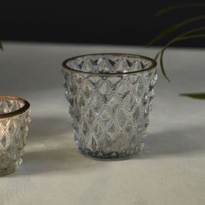 Glass Votive Candle Holders 3 Styles Diamond Pattern or Mercury Style Tablescaping Home Decor Vintage Inspired Weddings, Parties image 6