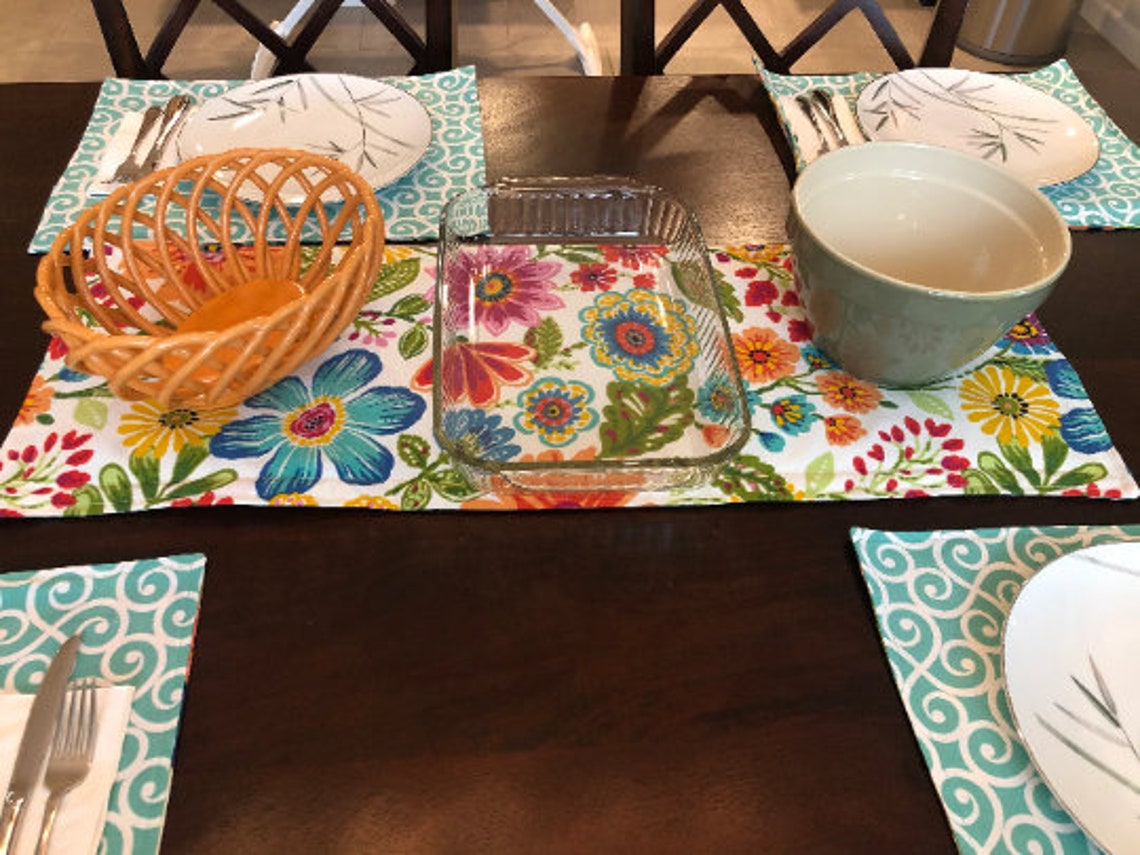 Hot Pad Table Runner Assorted Styles Reversible Floral and Etsy