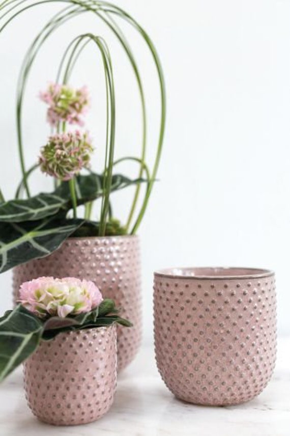 Soft Pink Ceramic Pots Flowers or Plants Home or Office Etsy